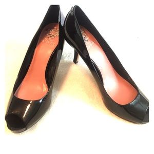 Black patent leather heels